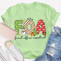 Festive Holiday Graphic Tee, Front Office Assistant Snowman Christmas T-Shirt, Humorous Xmas Office Staff Shirt, Winter School Worker Tee
