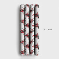 Watercolor Winter Gift Wrap, Santa Riding Red Snowmobile Wrapping Paper, Retro Holiday Wrapping Paper, Christmas Present Paper Roll