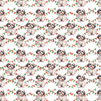 Puppy Pennant Gift Wrap, Shih Tzu Christmas Wrapping Paper, Shih Tzu Holiday Present Paper, Dog Lover Xmas Wrapping Paper, Holiday Gift Wrap