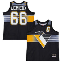 Pittsburgh Penguins Mario Lemieux Black Maxxed Out Fashion Basketball Jersey