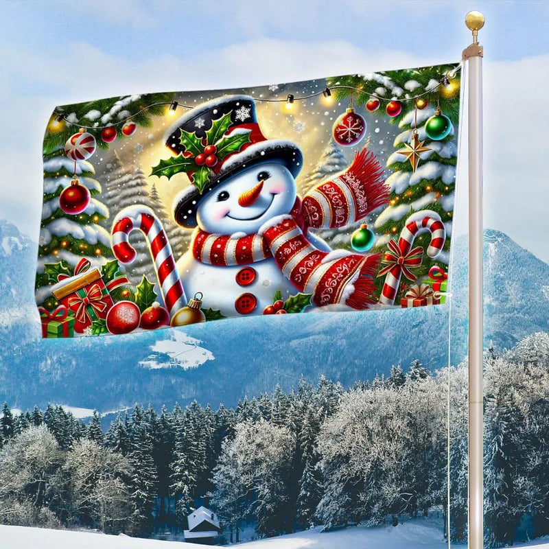 Double Sided Winter Holiday Garden Flag, Snowman Christmas House Flag, Adorable Festive Snowman Yard Flag, Seasonal Outdoor Decor