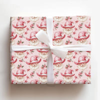 Western Christmas Gift Wrap, Pink Cowboy Santa Wrapping Paper, Retro Cowgirl Santa Wrapping Paper, Whimsical Holiday Present Wrap Roll