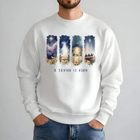 Watercolor Nativity Scene Sweater, A Savior Is Born Nativity Sweatshirt, Christian Christmas Crewneck Pullover, Faith Holiday Present