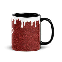 Dripping White Paint Effect Coffee Mug, Red Glitter Print Ceramic Mug, Sparkle Aesthetic Drinkware Mug, Glam Holiday Christmas Present for Her