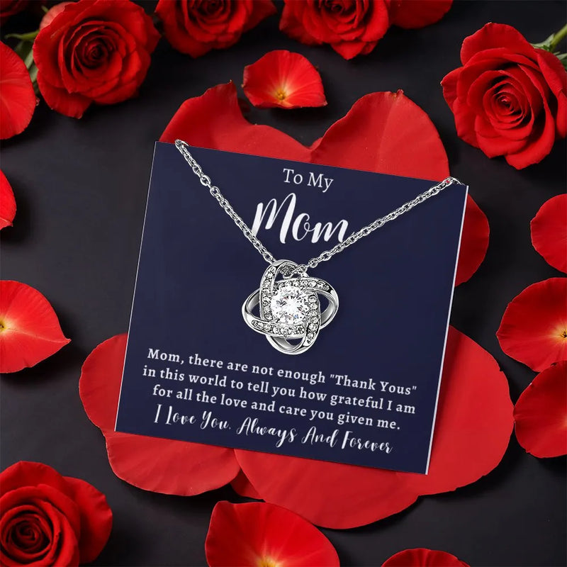 CZ Crystal Knot Pendant, Love Knot Necklace for Mom, Eternal Bond Necklace, Mother's Day Present, Birthday Present for Mom, Christmas Jewelry Present