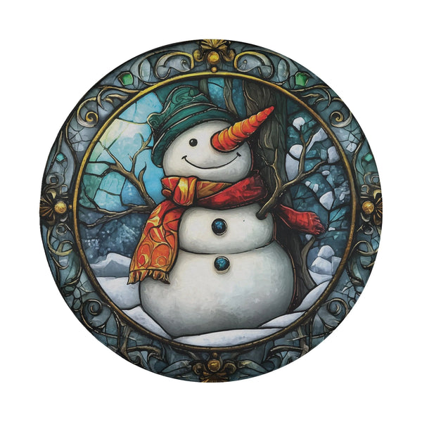 Vintage Winter Holiday Wheel Cover, Stained Glass Snowman Spare Tire Cover, Festive Christmas Tire Cover for Jeep SUV Car