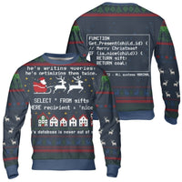 SQL Code Holiday Sweater, Programmer Ugly Christmas Sweater, Humorous Developer Ugly Sweater, Computer Science Tech Xmas Crewneck Sweatshirt