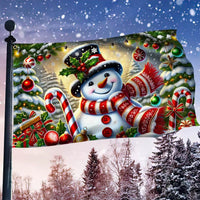 Double Sided Holiday Yard Flag, Snowman Christmas House Flag, Winter Season Festive Garden Flag, Merry Xmas Home Outdoor Decor