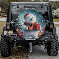 Christmas Santa Hat Wheel Cover, Winter Wonderland Polar Bear Spare Tire Cover, Festive Holiday Tire Protector, Jeep SUV Winter Car Present