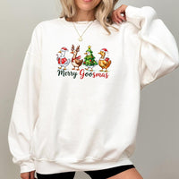 Silly Goose Humorous Christmas Graphic Pullover, Merry Goosmas Sweatshirt, Holiday Goose Crewneck, Adorable Winter Season Xmas Apparel