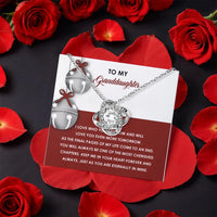 Sparkling CZ Love Knot Pendant, Granddaughter Love Knot Necklace, Heartfelt Granddaughter Knot Necklace, Christmas Jewelry Present for Her
