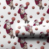 Sporty Santa Gift Wrap, Basketball Santa Wrapping Paper, Basketball Holiday Wrapping Paper, Christmas Sports Gift Wrap