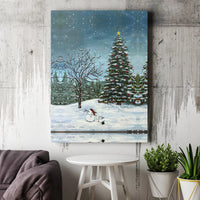 Winter Landscape Snowman Canvas Print, Christmas Snowman Canvas Wall Art, Holiday Scene Canvas Art, Comfy Winter Wall Decor, Xmas Home Present