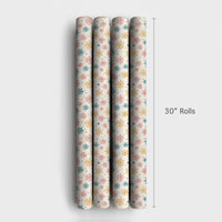 Modern Pastel Holiday Gift Wrap, Colorful Snowflake Wrapping Paper, Pink Teal Yellow Winter Wrapping Paper, Festive Christmas Gift Wrap