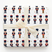 Toy Soldier Gift Wrap, Nutcracker Christmas Wrapping Paper, Traditional Holiday Wrapping Paper, Gold Star Xmas Paper, Festive Gift Wrap