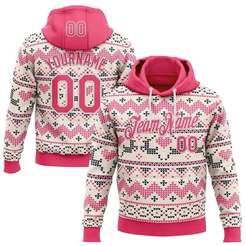 Personalized Name Number Xmas Pullover, Custom Christmas Ugly Sweater Hoodie, Holiday Pattern Sports Hoodie, Festive Fan Present