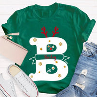 Reindeer Antlers Merry Christmas T-Shirt, Personalized Teacher Christmas Shirt, Custom Teacher Holiday Tee, Teacher Christmas Present