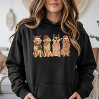 Festive Dog Lights Hoodie, Christmas Golden Retriever Hoodie, Holiday Dog Lover Hooded Sweatshirt, Adorable Xmas Golden Retriever Pullover