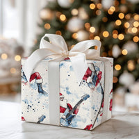 Watercolor Guitar Christmas Gift Wrap, Rock Star Santa Wrapping Paper, Cool Santa Holiday Wrapping Paper, Rocker Santa Christmas Gift Wrap