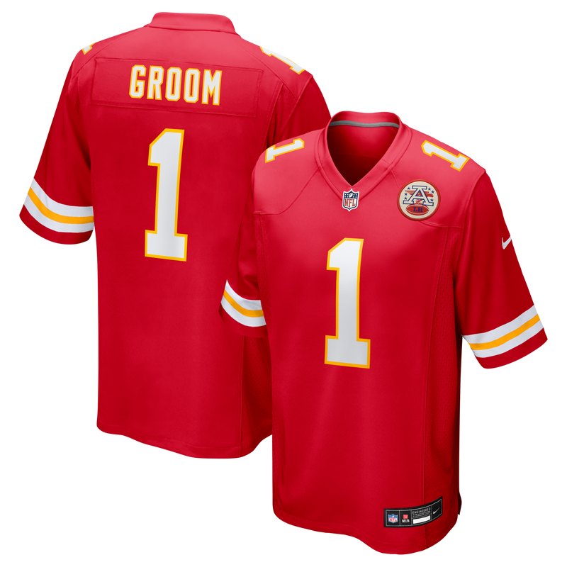 Kansas City Chiefs Number 1 Groom Red Game Jersey