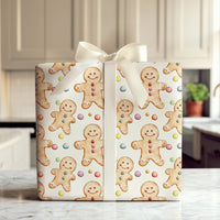 Christmas Cookie Gift Wrap, Watercolor Gingerbread Man Wrapping Paper, Holiday Gingerbread Wrapping Paper, Adorable Xmas Gift Wrap Roll