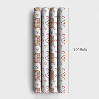 Sports Holiday Gift Wrap, Baseball Gingerbread Christmas Wrapping Paper, Baseball House Wrapping Paper Roll, Xmas Baseball Fan Gift Wrap