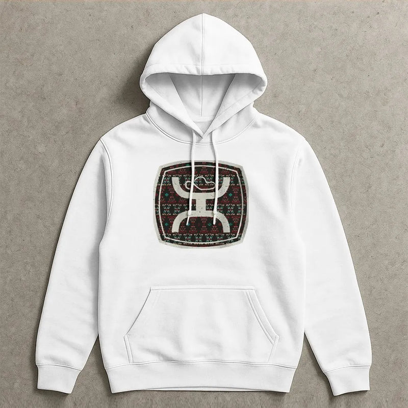 Holiday Knitted Pattern Hooded Sweatshirt, Fair Isle Ugly Christmas Sweater Hoodie, Comfy Winter Xmas Pullover, Family Party Outfit