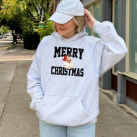 Retro Merry Christmas Sweatshirt, Vintage Santa Claus Hoodie, Adorable Santa Graphic Pullover Hoodie, Comfy Xmas Holiday Hoodie, Present for Her
