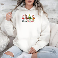 Humorous Christmas Goose Sweatshirt, Merry Goosmas Hoodie, Adorable Farm Animal Hooded Pullover, Holiday Bird Sweater, Xmas Present for Goose Lover