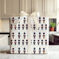 Toy Soldier Gift Wrap, Nutcracker Christmas Wrapping Paper, Traditional Holiday Wrapping Paper, Gold Star Xmas Paper, Festive Gift Wrap
