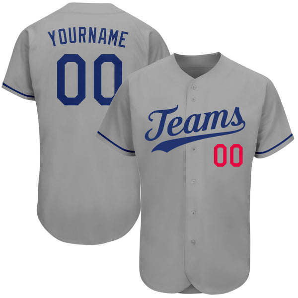 Custom Baseball Jersey - Gray Royal-Red Authentic