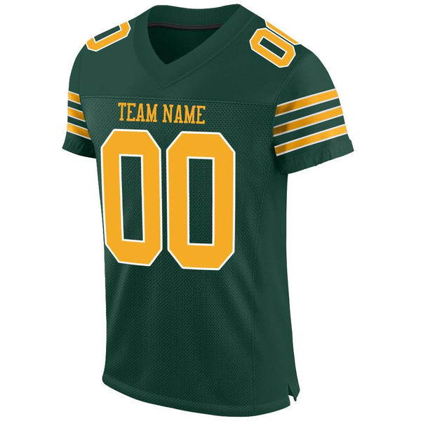 Custom Football Jersey - Green Gold-White Mesh Authentic