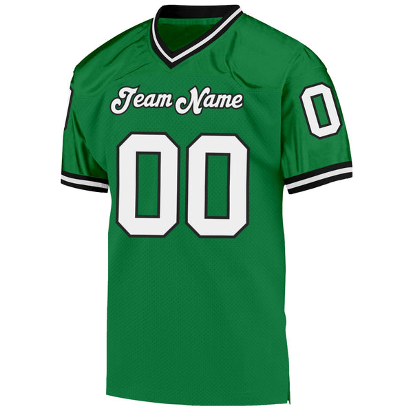 Custom Football Jersey - Grass Green White-Black Mesh Authentic Throwback