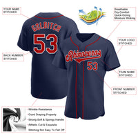 Custom Baseball Jersey - Navy Red-White Authentic
