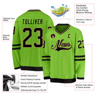 Custom Hockey Jersey - Neon Green Black-Old Gold