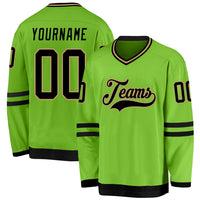 Custom Hockey Jersey - Neon Green Black-Old Gold