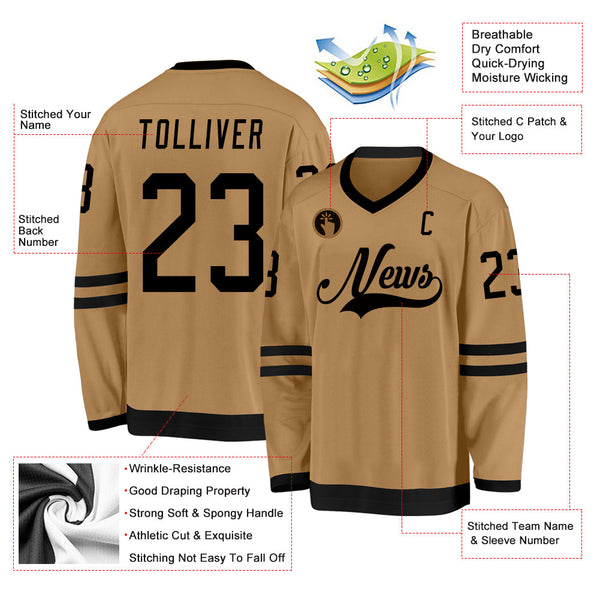 Custom Hockey Jersey - Old Gold Black