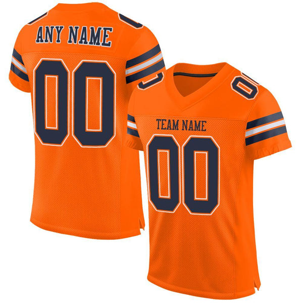 Custom Football Jersey - Orange Navy-White Mesh Authentic