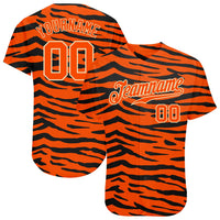 Custom Baseball Jersey - Orange Orange-Black 3D Pattern Design Tiger Authentic