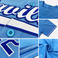 Custom Baseball Jersey - Powder Blue Red-Navy Authentic