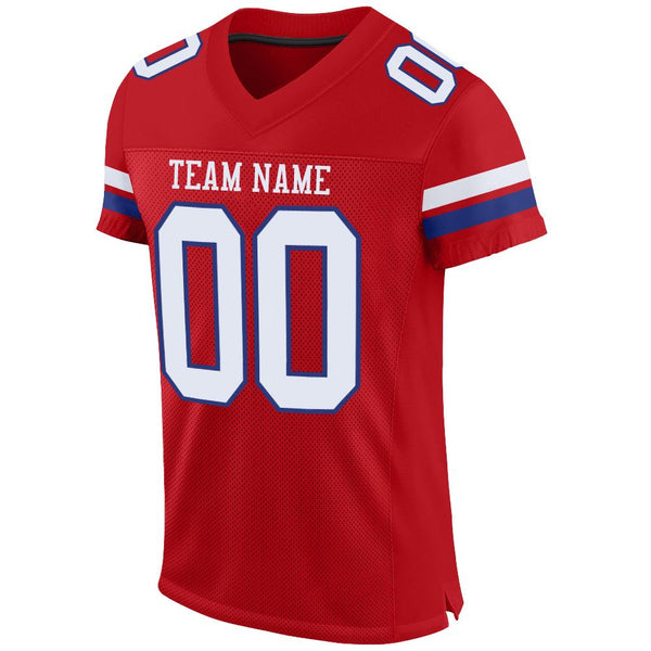 Custom Football Jersey - Red White-Royal Mesh Authentic