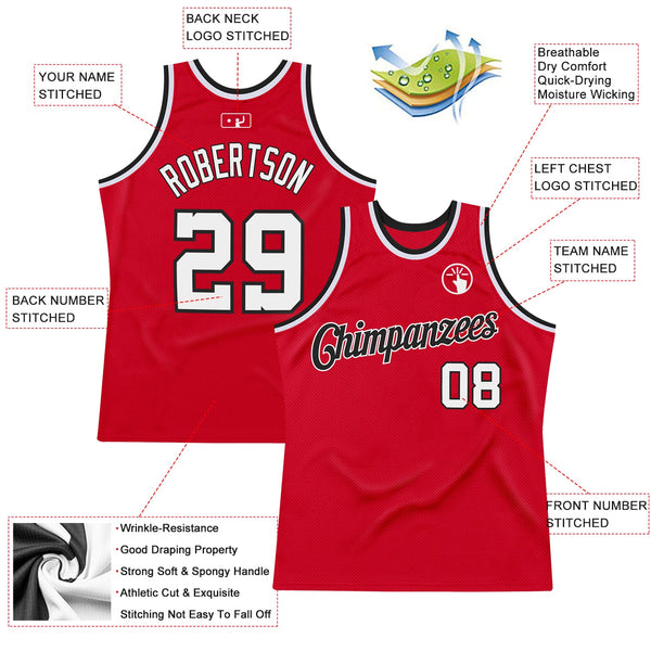 Custom Basketball Jersey - Red White-Black Authentic Throwback