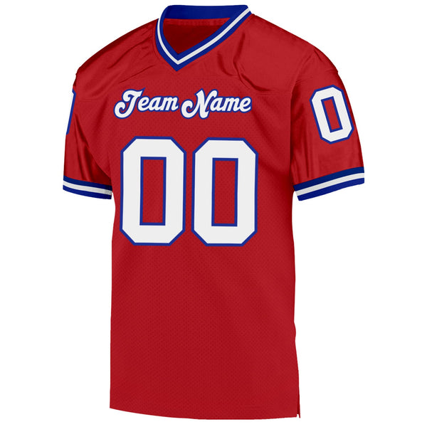 Custom Football Jersey - Red White-Royal Mesh Authentic Throwback