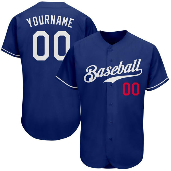 Custom Baseball Jersey - Royal White-Red Authentic