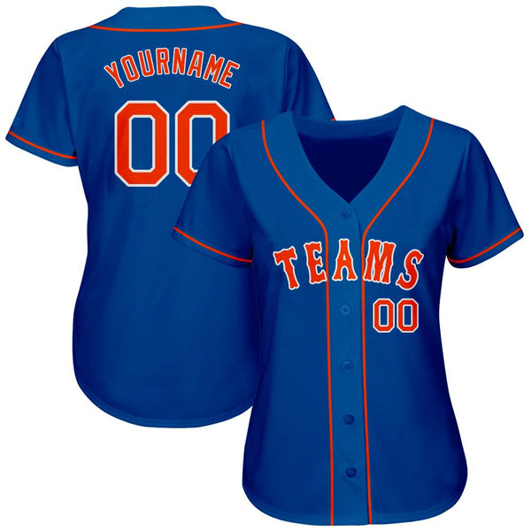 Custom Baseball Jersey - Royal Orange-White Authentic