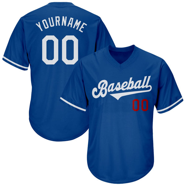 Custom Baseball Jersey - Royal White-Red Authentic Throwback Rib-Knit
