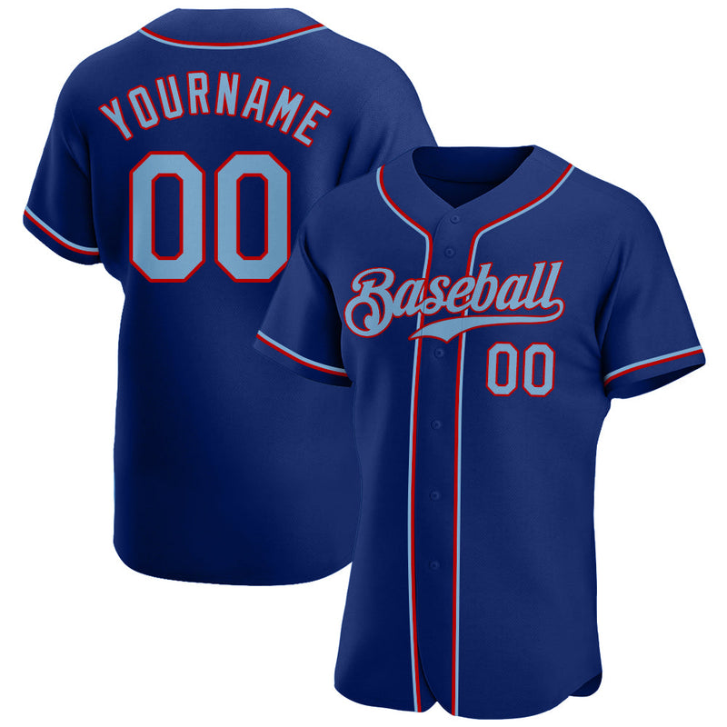 Custom Baseball Jersey - Royal Light Blue-Red Authentic