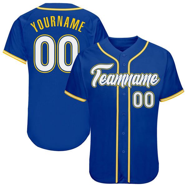 Custom Baseball Jersey - Royal White-Gold Authentic