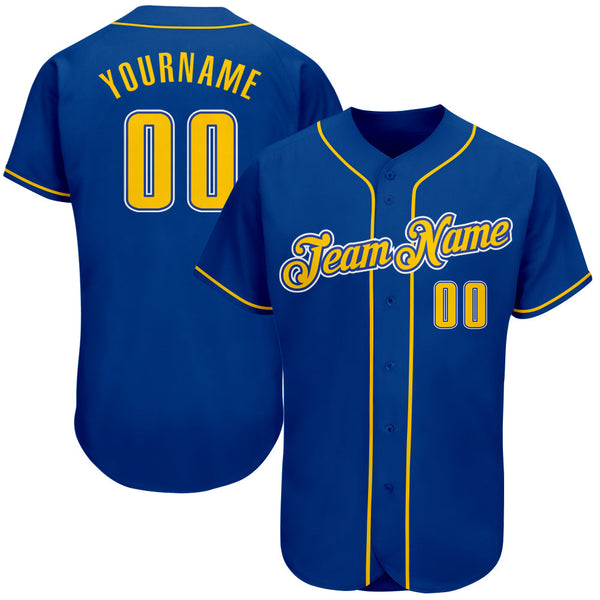 Custom Baseball Jersey - Royal Gold-White Authentic