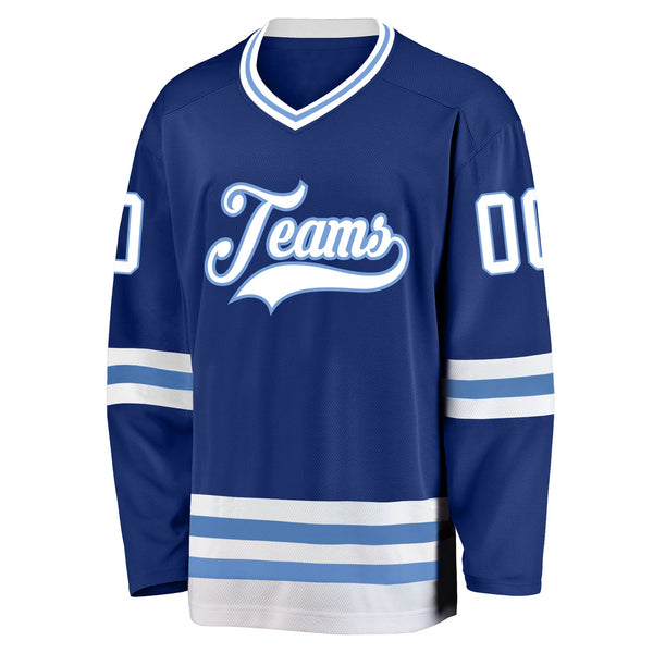 Custom Hockey Jersey - Royal White-Light Blue